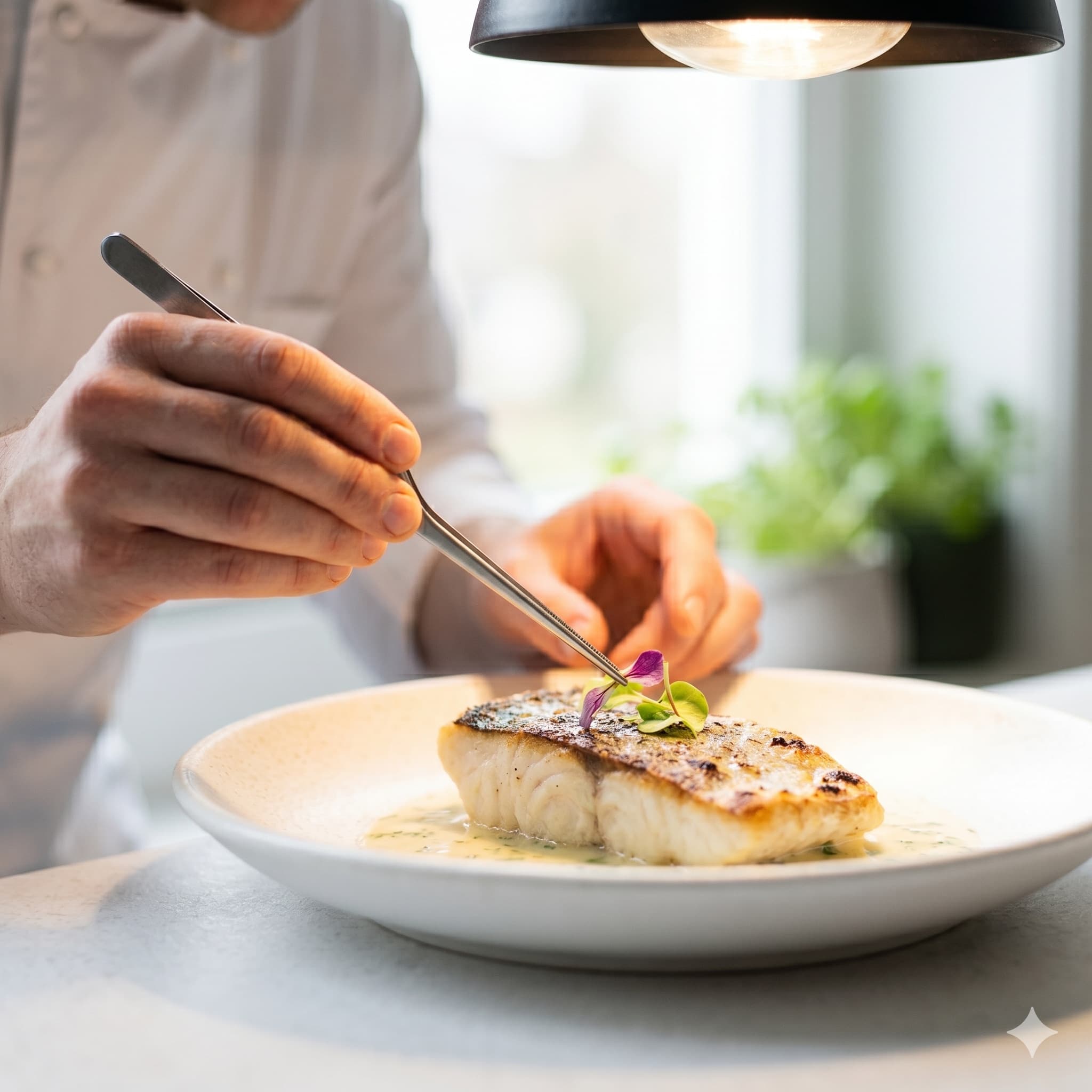 Chef plating a dish