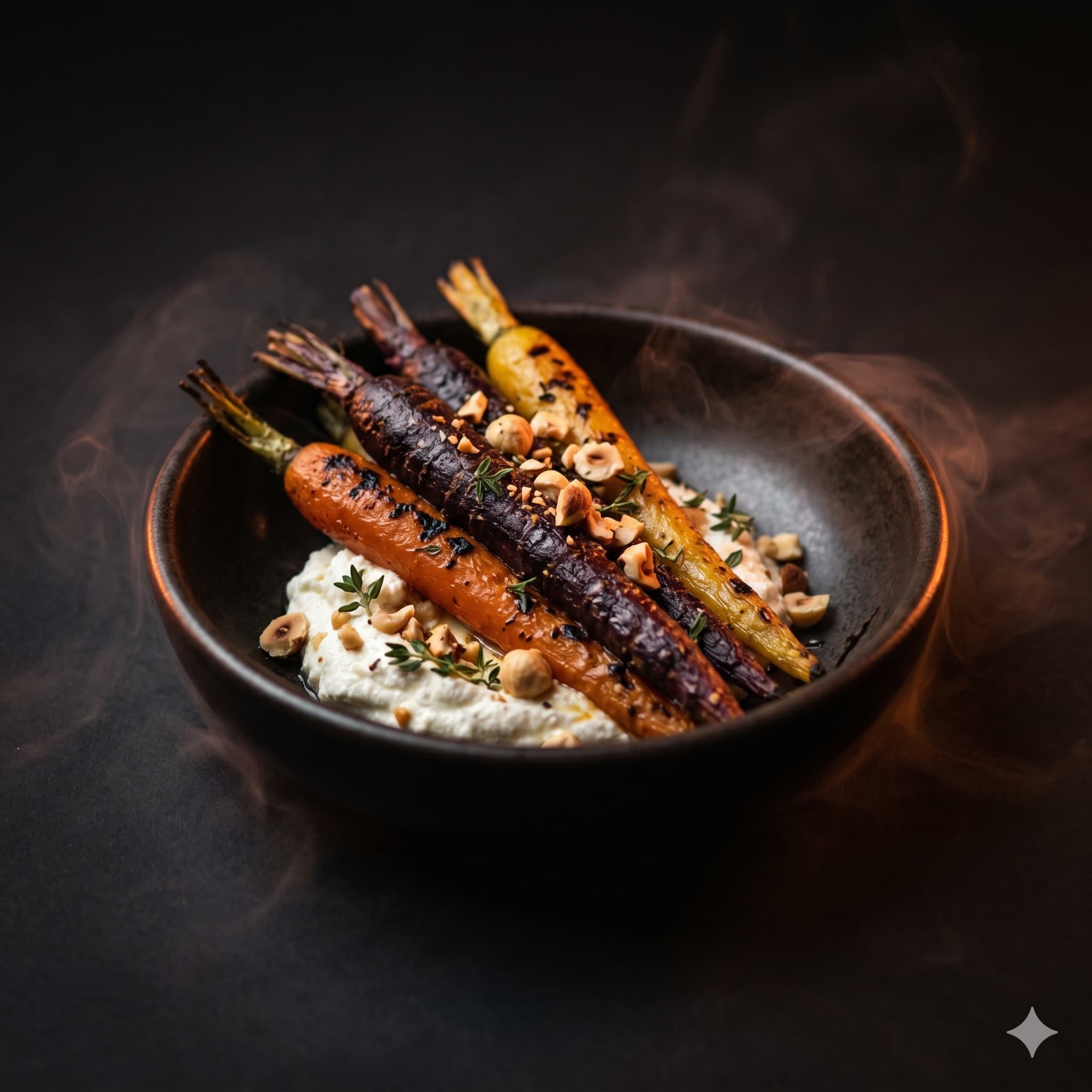 Charred heirloom carrots with whipped feta