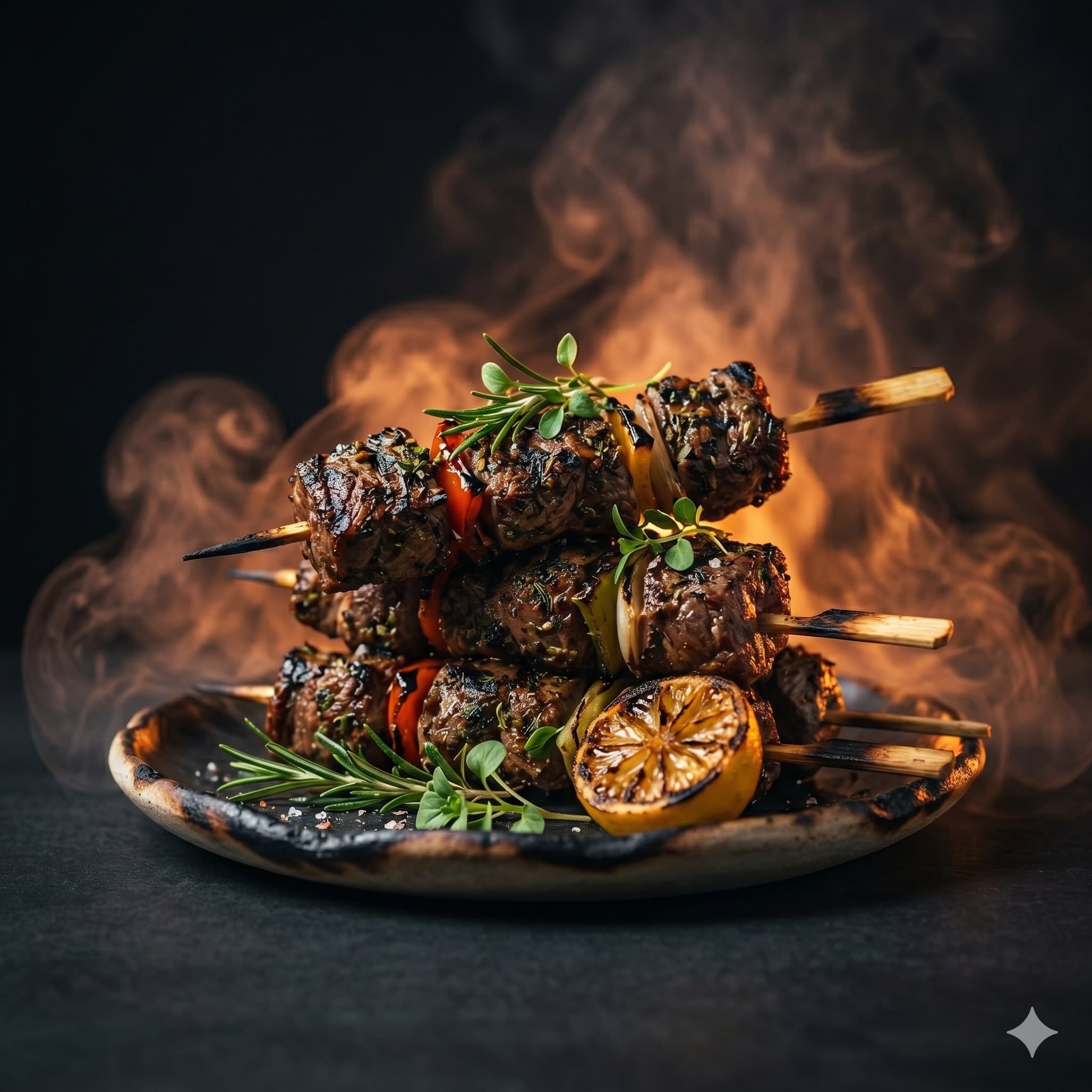 Grilled meat skewers